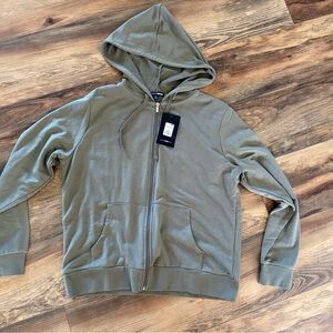 Fashion Nova Khaki Hoodie with Zipper